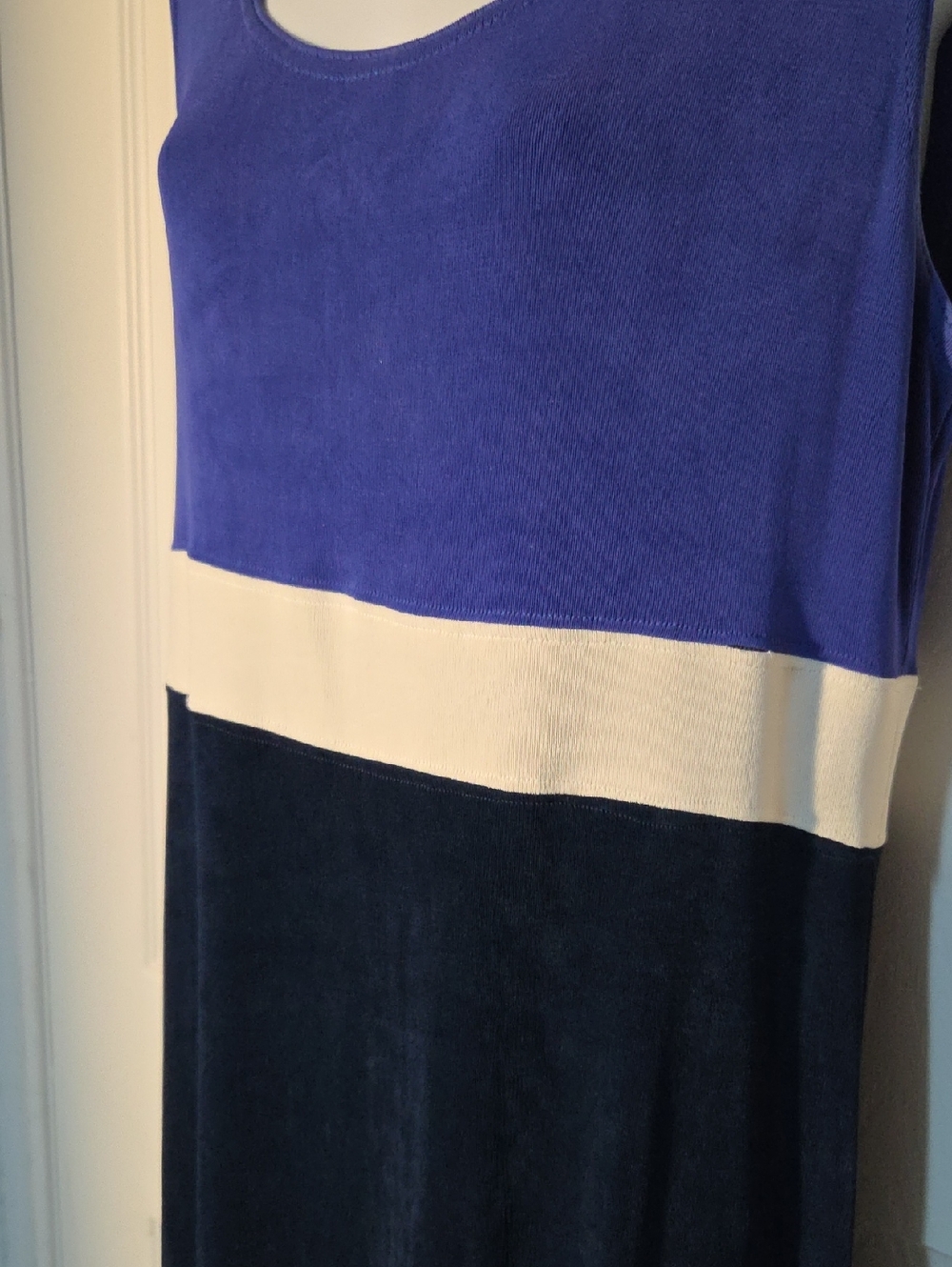 Rabbit Rabbit Rabbit Sleeveless Colorblock Dress Blue, Cream & Navy Sz 12 - Picture 3 of 7